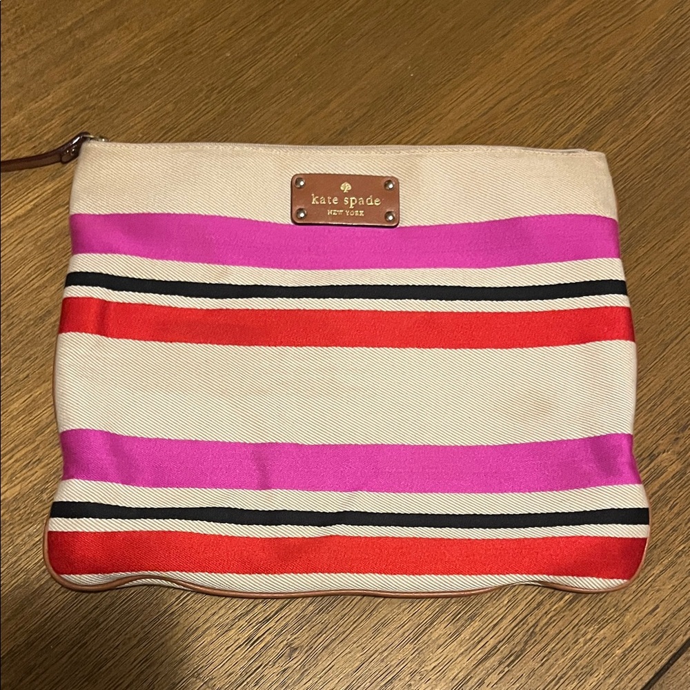 Kate Spade Multicolor Striped Clutch - Pink, Red, Black, Cream